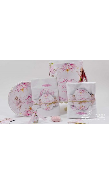 Trusou de botez personalizat prin brodare roz Zane 6